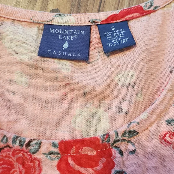 Mountain Lake Casuals Cottagecore Linen Blend Floral Dress Kawaii Friends Garden - Picture 10 of 12